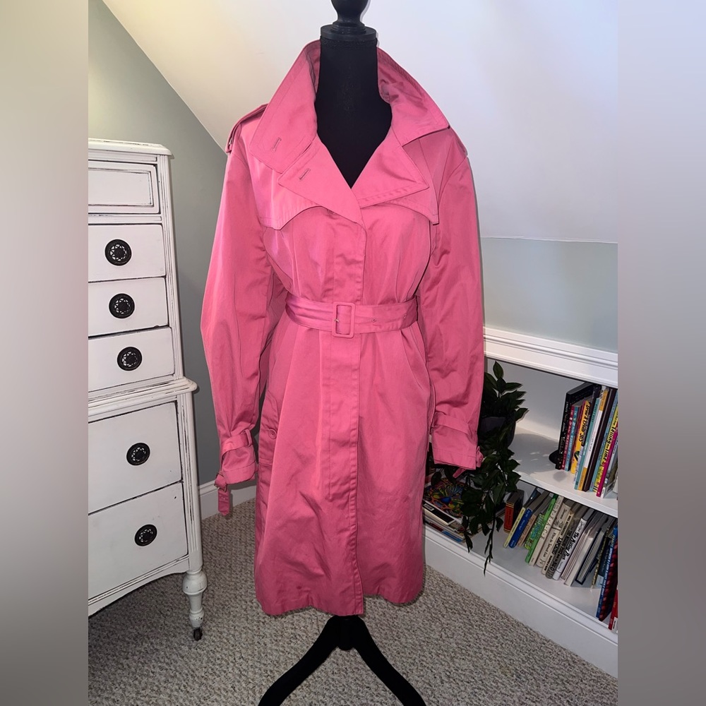Talbots women’s Trench Coat Pink Rain Jacket size XL